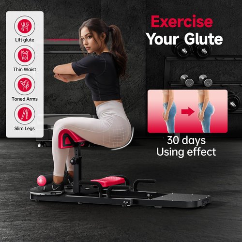 Hip Thrust Machine with High Resistance and Protectors Pad - 3D High Density Polyurethane Cushion - Premium Squat for at Home Gym-Comes with Handles to Exercise Your Arms GlutesWorkout（Black）