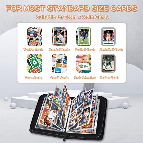 4 Pocket Card Binder, Trading Card Binder Fits 400 Cards with 50 Removable Sleeves, Waterproof Card Holder Album for MTG, TCG, Game Cards & Baseball Sports Cards, Collectors Boys Girls Gift