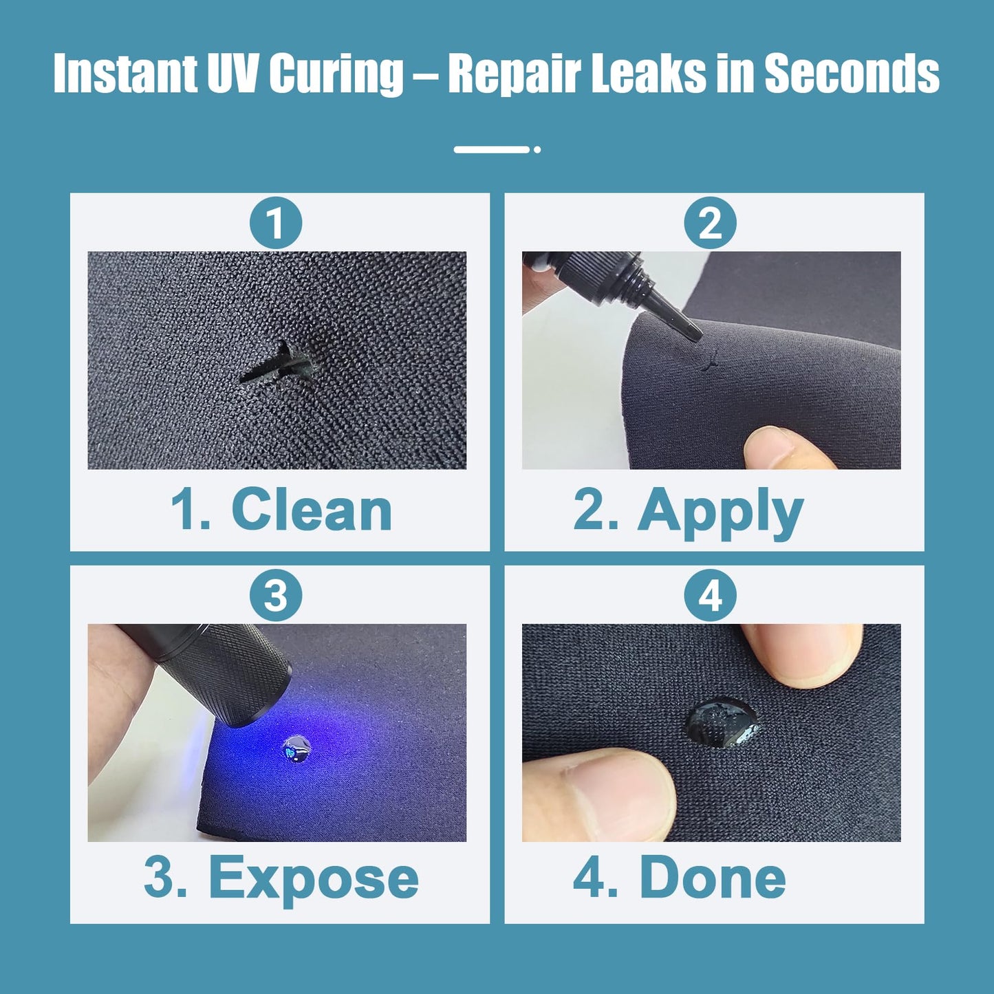 Eupheng UV Wader Repair Glue Instant Sunlight-Curing Sealant for Fishing Waders Waterproof and Flexible, Ideal for On-The-Go Field Repairs Works on Neoprene, Nylon, Rubber