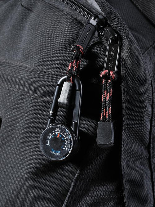 Compass with Hiking Buckle, Luminous Directional Markers, Easy Attachment for Bags, Belt Loops, and Backpacks, Black