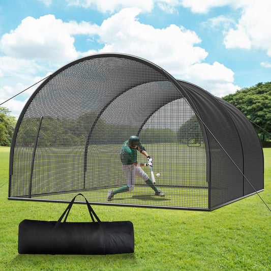 22FT Portable Baseball & Softball Batting Cage for Backyard – Enclosed Batting Net with Pitching Machine Hole, Sturdy Frame & Carry Bag, Ideal for Home Hitting & Pitching Practice, 22 x 12 x 8 ft