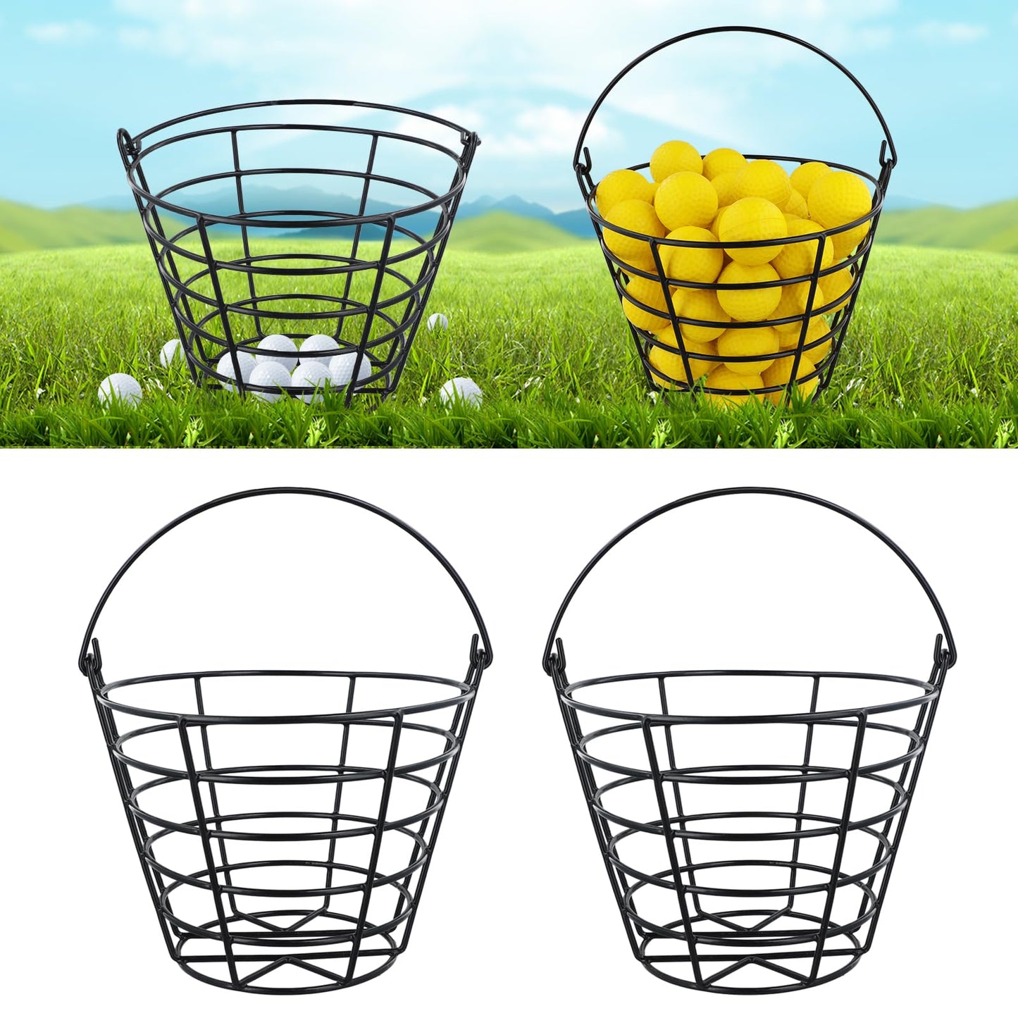 Roykaw Golf Ball Basket Bucket Container for 50 Balls,with Handle,Built to Last/Easy to Organize