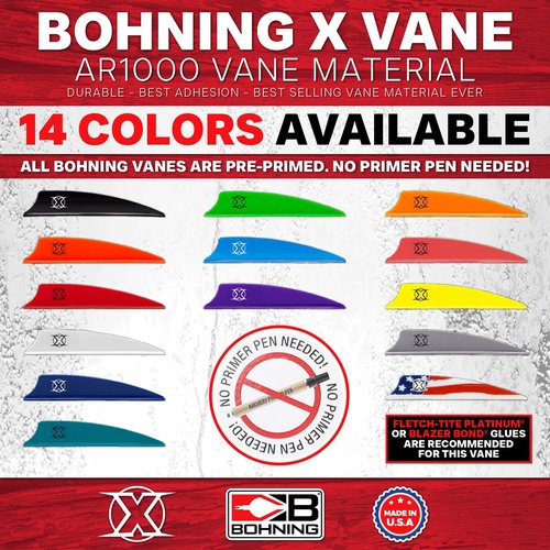 Bohning X Vane, 2.25" Hunting, 3D, Target Vane, Black, 100pk