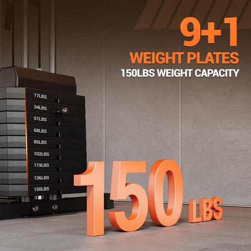 Multifunctional Home Gym Equipment for Home Gym, Workout Station with 150LBS Weight Stack, Exercise Machine for Full Body Traning with Pulley System