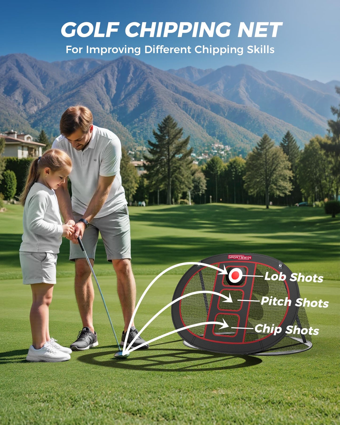 10x7ft Heavy Duty Golf Practice Net with Mat, Target Cloth, 8 Tees, 6 Balls, Carry Bag, Golf Training Net for Backyard Driving Chipping Indoor Outdoor