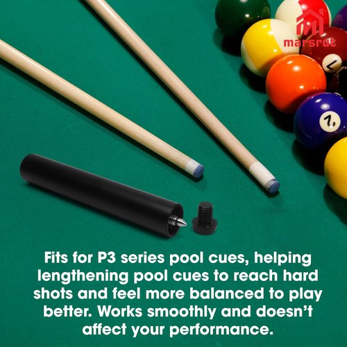 Marsrut Pool Cue Extension, Cue Sticks Accessories, Billiard Cue Extender Lengthening with Bump, Accessory Parts Supplies for Billards Pool Cue, Anti-Rust Aluminum Alloy (1pc, Black)