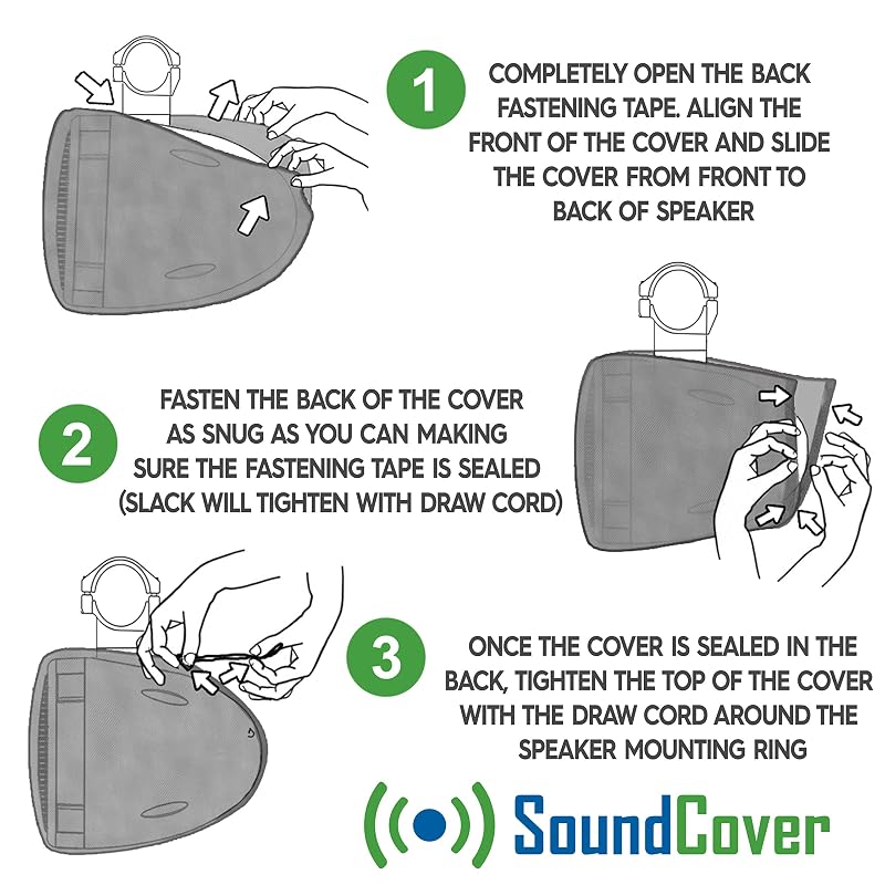 Medium Marine Wakeboard Tower Speaker Covers for 6.5" Round or 6x9" Oval Speakers - 210T Polyester, UV Coating