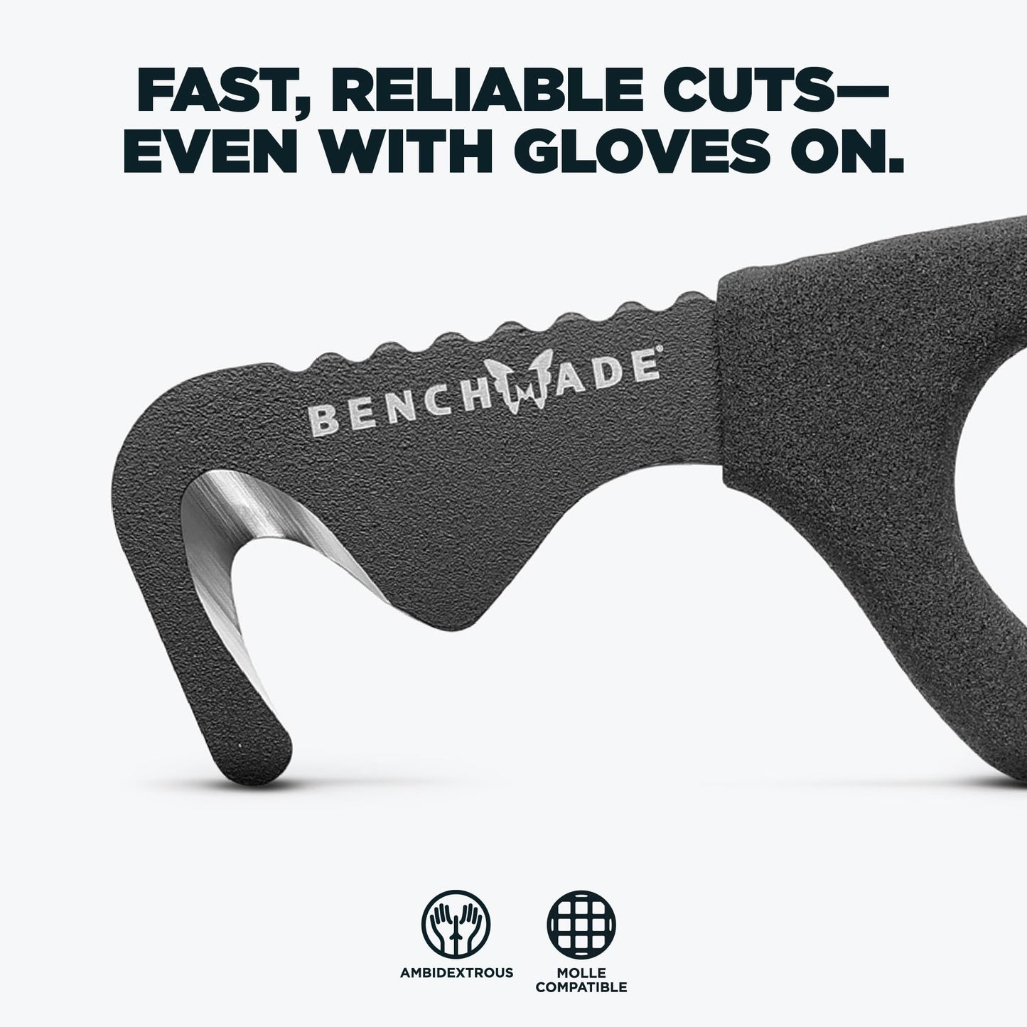 Benchmade - Hook Safety Cutter for Rescue and Tactical Use with Black Rubber Dipped Handle (7 BLKW)