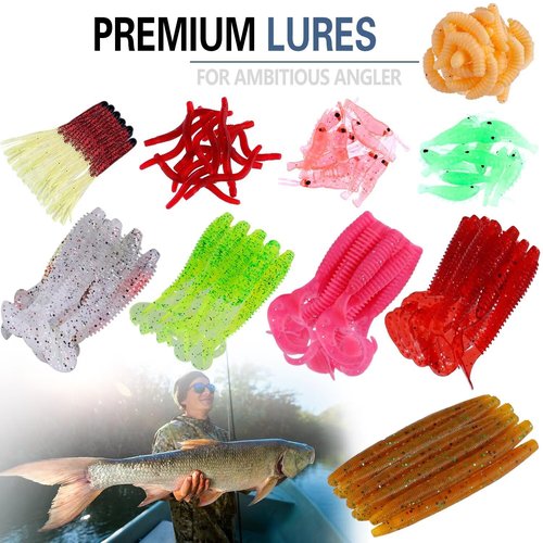 PLUSINNO Fishing Lures Baits Tackle Including Crankbaits, Spinnerbaits, Plastic Worms, Jigs, Topwater Lures Box and More Fishing Gear Lures Kit Set, 102/302Pcs