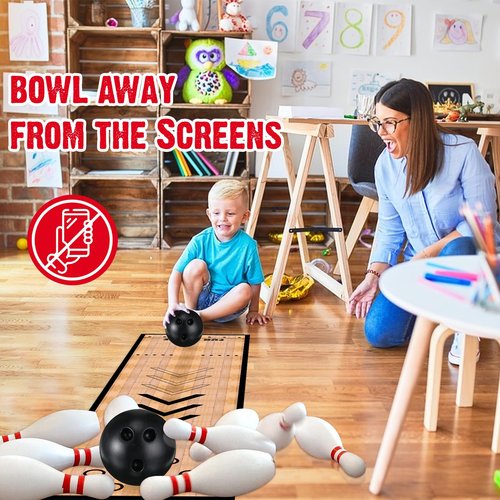Mini Bowling Set, Bowling Alley Games Toys,Indoor & Outdoor Home Bowling Set,Bowling Pins & Ball Set ï¼?0 pins, 2 Balls for Kid Age 3+ & Adult ??Fun Outdoor Bowling for Backyard, Lawn, Party Games