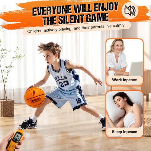 Silent Basketball Size 7 (29.5") Upgrade Dribble Dream Si-Lent BasketBall, Foam Basket-ball No Noise, Quiet Basket-Ball Dribbling Indoor, Training Ball for Indoor Activities, Gift for Youth (Orange)