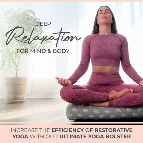 GAYO Yoga Bolster for Restorative Yoga- Made with 100% Cotton, Yoga Pillow Set Includes Extra Washable Cover and Carry Bag, 25 X 10.5 X 6.5 in