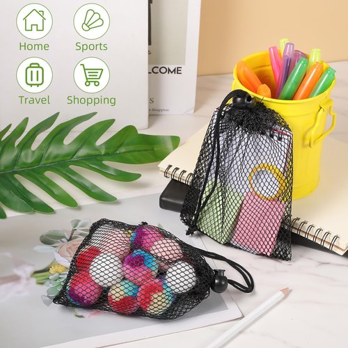 QFGasre 10PCS Small Mesh Bags Drawstring Bags with Cord Lock Mini Nylon Net Bag Small Gym Bag for Basketball Volleyball Football Golf Stuff Balls