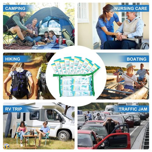 BLIKA 100 Pack Portable Toilet Absorbent Gel, Camping Toilet Gel Powder, Odor-Control Urine Liquid Waste Gel, Eco Absorbent Gel, Poo Urine Powder for Outdoor Camping, Hiking, Emergency