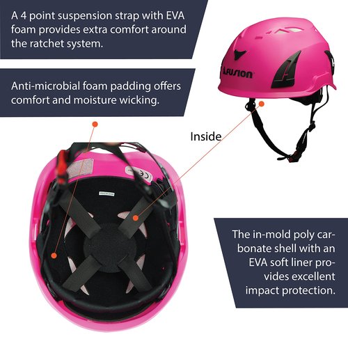 Fusion Climb Meka II Climbing and Zipline Safety Helmet - Pink, 6.25-Inch H x 10.3-Inch L x 8.25-Inch W