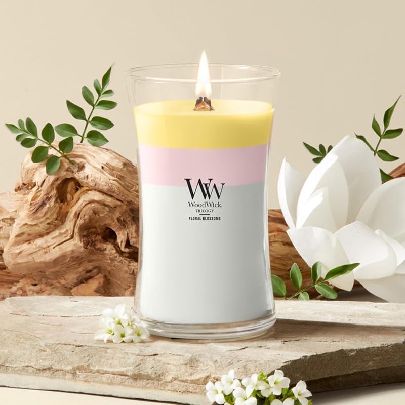 WoodWick Floral Blossoms Tri-Scented Candle 21.5oz - Pluswick Crackling Wick