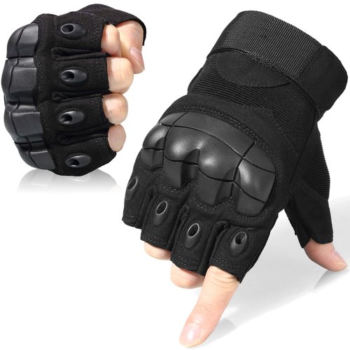 Tactical Gloves Fingerless Half Finger Gloves for Driving Paintball Airsoft Riding Motorcycle Motorbike Hunting Cycling Work Men Women Black M
