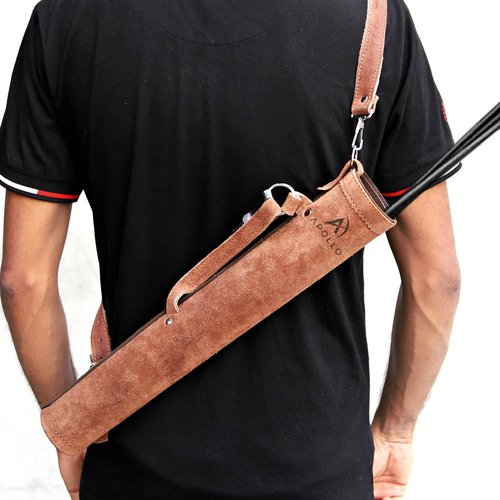 Real Leather Archery Arrow Quiver Holder Adjustable Arrow Backpack Bag Holder Hip Back Quiver for Arrows, Traditional Handmade Archery Quiver for Bow Hunting and Target Practicing (Suede Dark Brown)