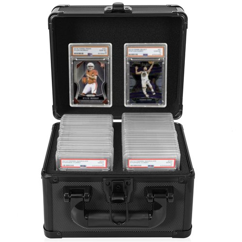 OUUTMEE Graded Card Case - Aluminum Alloy Graded Card Storage Box Compatible with 40 Card Slabs, Sports Trading Card Case Fits PSA, CSG, BGS and Top Loaders