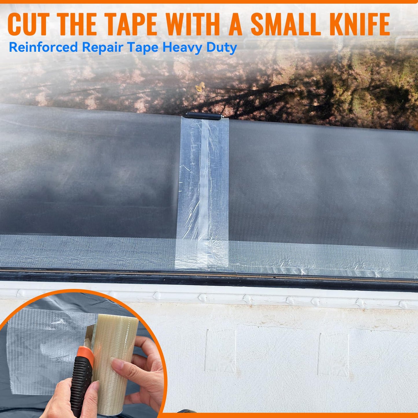 Tikfoam RV Awning Repair Tape for Tarp, Boat Covers Repair Tape,Tent, Sail Tape, Tear Repair Patch Kit, Waterproof, 5 Inch Wide 30FT Long, Reinforced