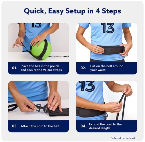 MOTOMY Volleyball Training Equipment Aid ‘VolleyPal’ – Solo Rebounder Trainer for Serve, Spike, Set & Pass; Indoor and Outdoor Practice Gear Gift for Beginners & Experts