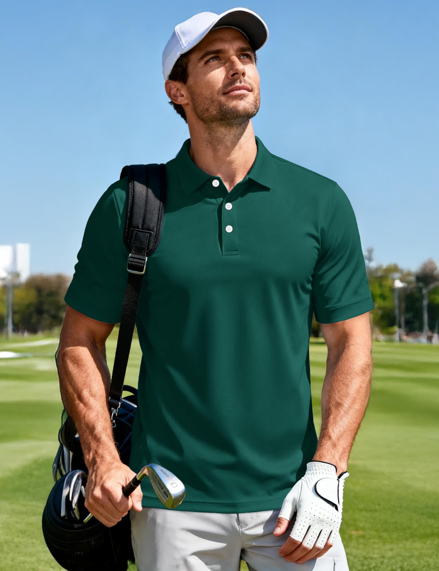 MAGCOMSEN Polo Shirts for Men Dry Fit Lightweight Active Golf Polos Short Sleeve Moisture Wicking Collared Shirt