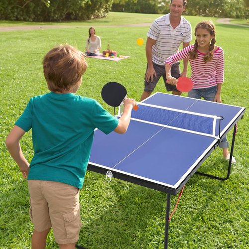 Foldable Table Tennis Table, Portable Ping Pong Table with Net & 2 Paddles & 3 Balls,Portable Ping Pong Family Game Tables for Outdoor Indoor,54 x 30 x 27 Inch
