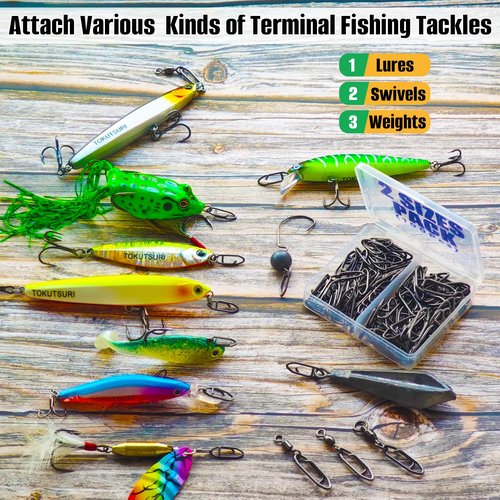 TOKUTSURI Fishing Quick Change Clips Topwater Speed Clips Crankbaits Quick Snaps Fishing Speed Power Clip Stainless Saltwater Freshwater 100pcs Black Set A