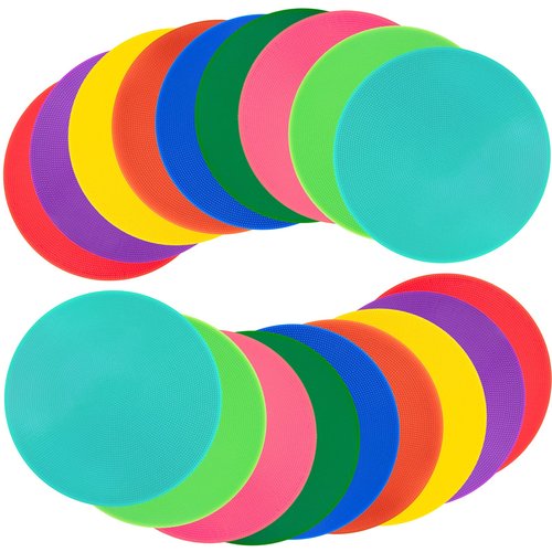 Aryjmz Spot Markers 18 Pcs 9 Inch Non Slip Rubber Floor Markers Flat Field Cones Poly Dots for Soccer Basketball Sports Speed Agility Training and Drills