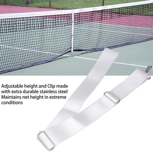Adjustable Height Tennis Net Straps, White Sport Parts with Stainless Steel Buckle for Parks Stadiums Gyms Driveways Gardens