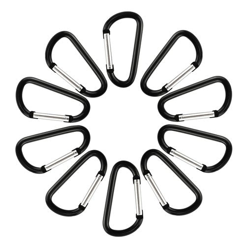SWATOM Aluminum Carabiner Clip Snap Hook Keyring 1.5/1.9/2.2/2.4/2.8 Inch Carabiners Keychains Black(10P/20P)