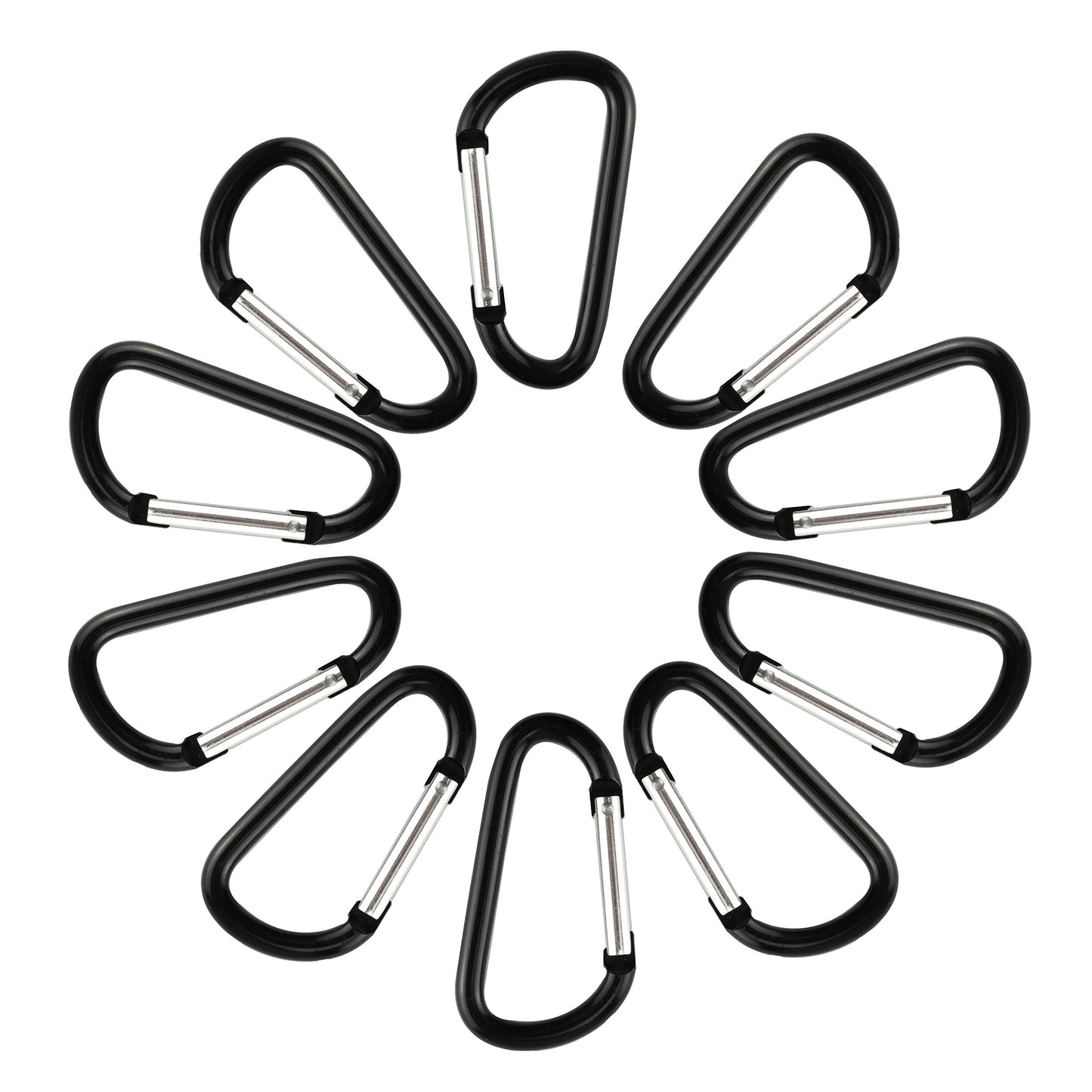 SWATOM Aluminum Carabiner Clip Snap Hook Keyring 1.5/1.9/2.2/2.4/2.8 Inch Carabiners Keychains Black(10P/20P)