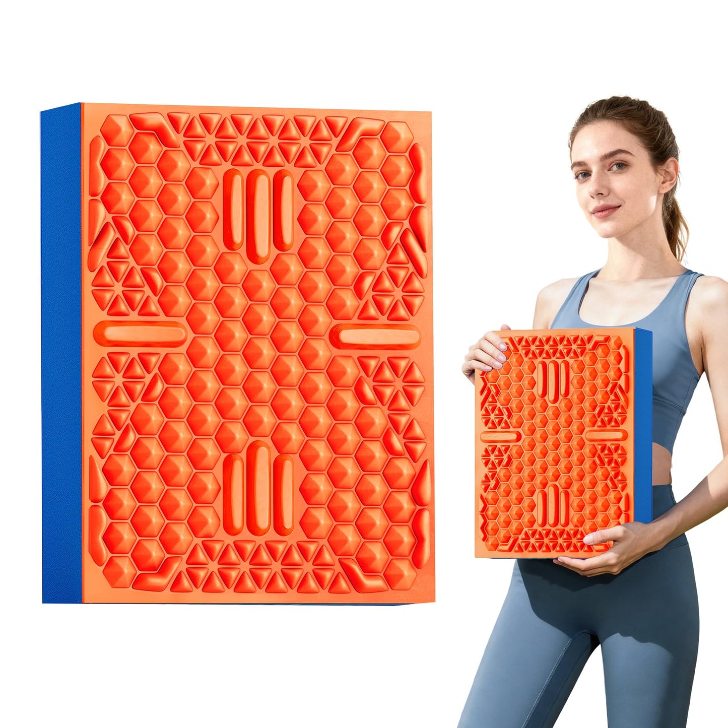 HAPBEAR Exercise Balance Pad - 15"x12" Non-Slip Textured Foam Pad with 2-in-1 Stability, 2.2" Thick TPE & EVA with Soft Cushioning for Adults, Physical Therapy Core Training - Blue