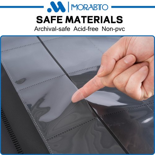 MORABTO Toploader Binder, Holds 640 Top Loaders,16 Pocket Top Loader Binders for 3" x 4" Rigid Cards,Toploader Card Binder for Hard Plastic Top Loaders -Black