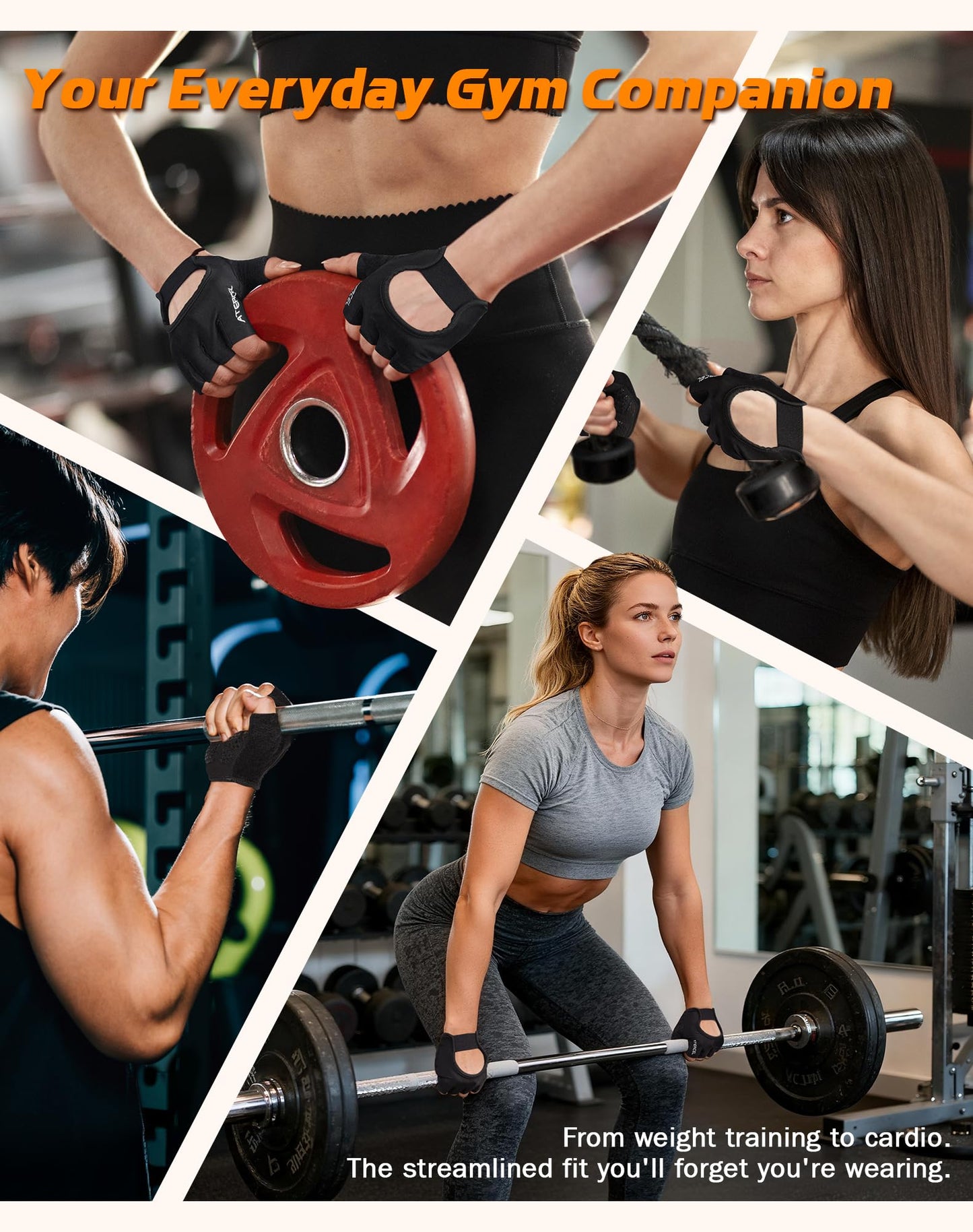 ATERCEL Breathable Workout Gloves, Antislip Weight Lifting Gym Gloves for Men Women, Superior Grip & Palm Protection for Weightlifting, Fitness, Exercise, Training