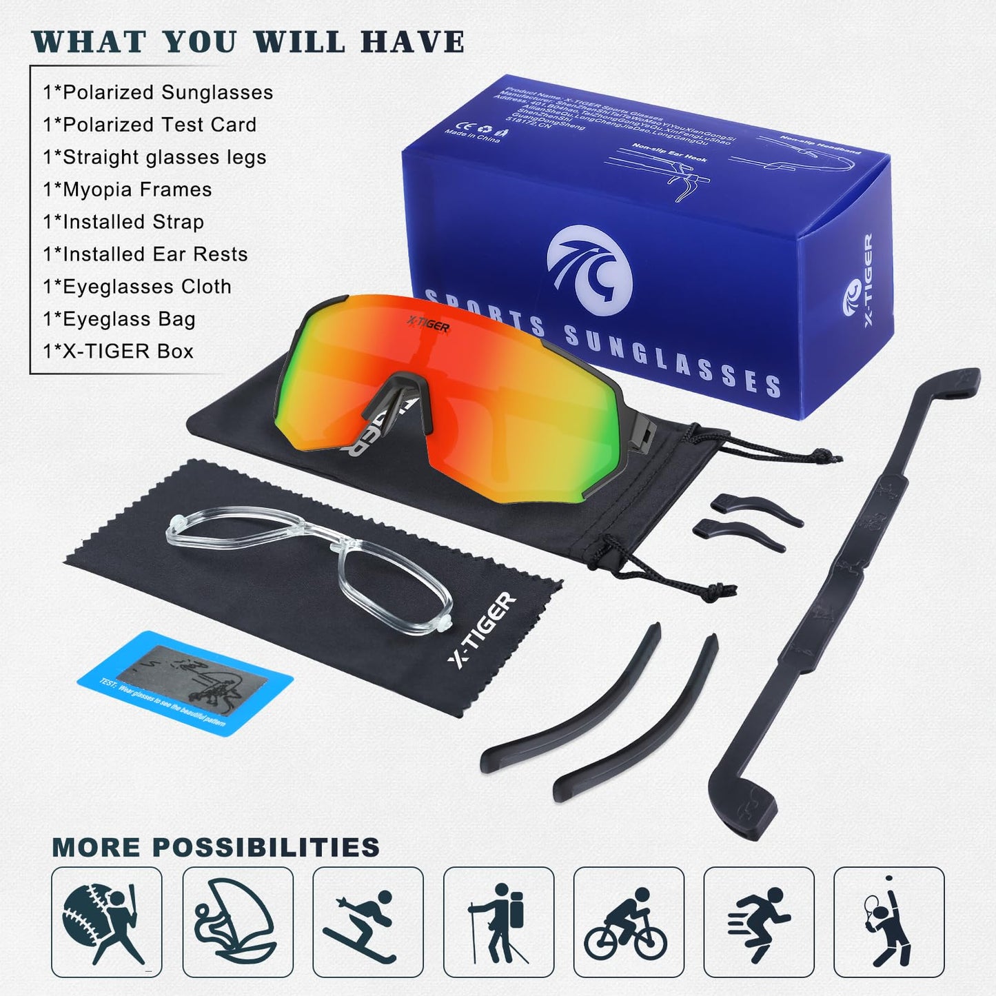 X-TIGER Polarized Youth Baseball Sunglasses UV400 Kids Sunglasses Boys Girls 8-12 Youth for Softball Cycling Sports Glasses