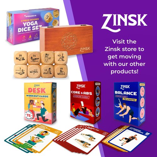 Zinsk 8-pc Wood Yoga Dice Set in Cardboard Storage Box – Creative Accessories and Yogi Gifts for Women – Create and Inspire Flows in Seconds – Increase Flexibility & Boost Mindfulness
