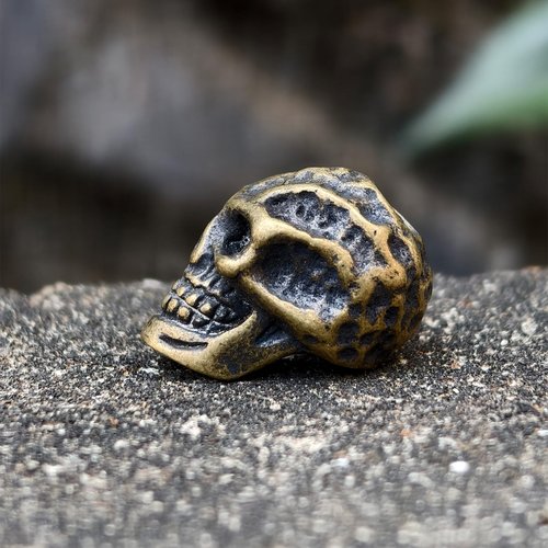Husiwugear Brass Paracord Beads - EDC Knife Lanyard Beads & Pendant, DIY Metal Decor Accessories for 550 Paracord (Evil Skull)