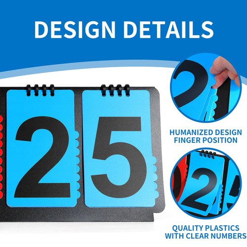 ShYeenei Manual Flip Scoreboard, Portable Multi-Sport Scoreboard Flipper with Detachable Numbers, 4-Digit Counter Score Keeper for Basketball/Baseball/Volleyball/Soccer