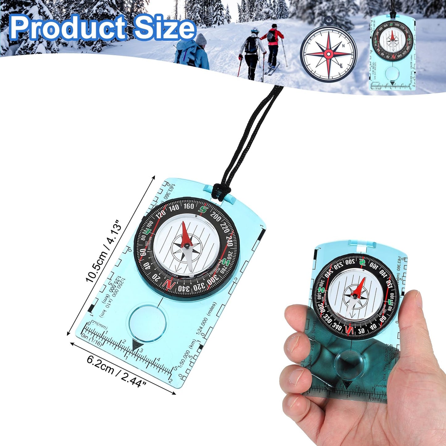 PATIKIL Orienteering Compass, Navigation Hiking Backpacking Compass for Map Reading Survival Outdoor Exploring, Transparent