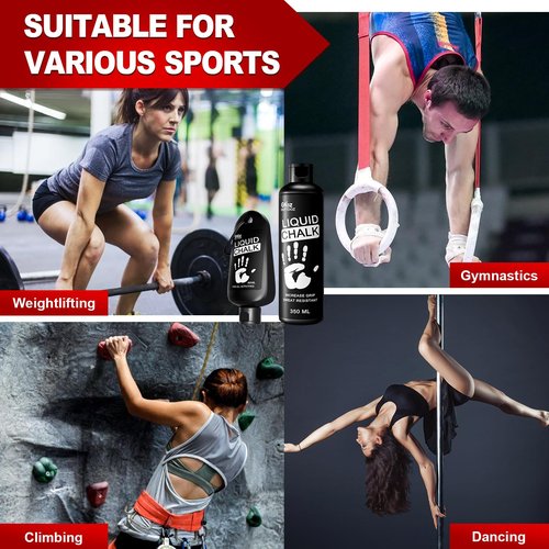 OUTTDOZ 12 oz Superior Grip Liquid Chalk Mess-Free Gym Chalk for Weightlifting, Gymnastics, Rock Climbing, Dancing, Dries in Seconds. (350ML)