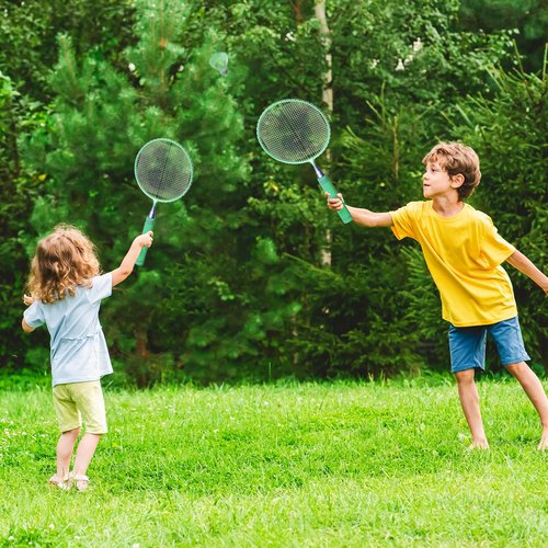 JOY SPOT! Kids Badminton Rackets Set with Soft Grip, Oversize & Lightweight Shuttlecocks Racquet with Carry Bag for Children Youth, 2 Player Sport Game for Indoor Outdoor Backyard