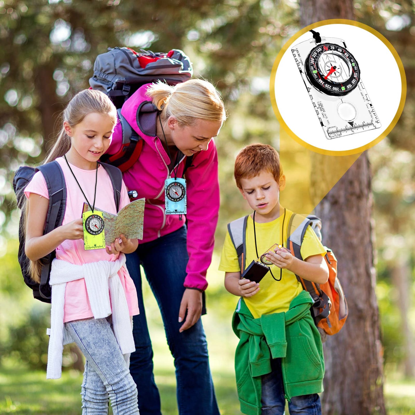 Orienteering Compass Hiking Compass Outdoor Navigation Survival Compass Waterproof Map Reading Backpacking Compass Kids Camping Gear for Women Men Gifts, 4 Colors (12 Pieces)