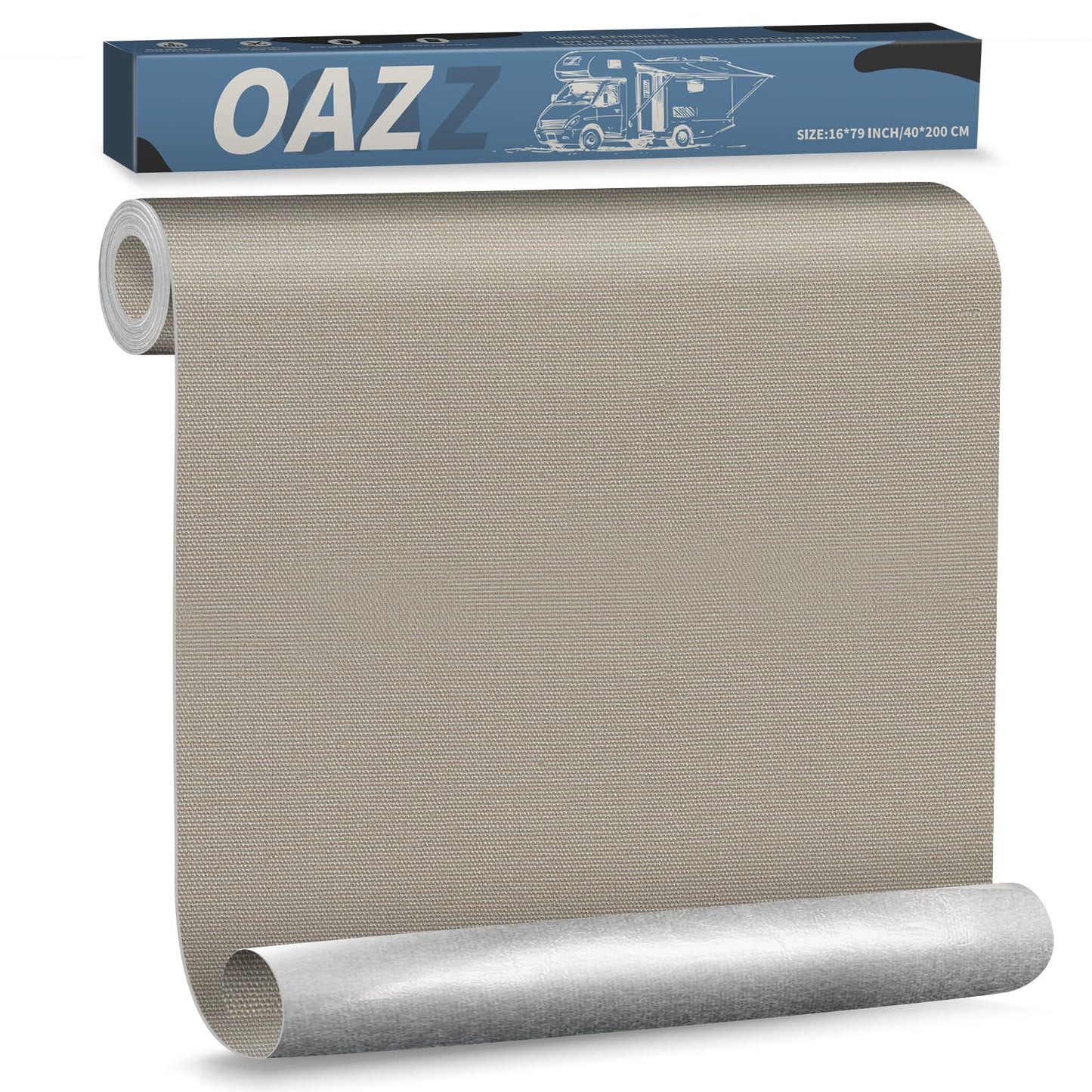 OAZ 16 x 79 inch Canvas Repair Patches Canvas Fabric Patch Self-Adhesive Fabric Repair Tape Waterproof Outdoor Gear Patch Kit for Boat Cover Awning Sofa Chair Couch Tent Bag (Ivory Gray)