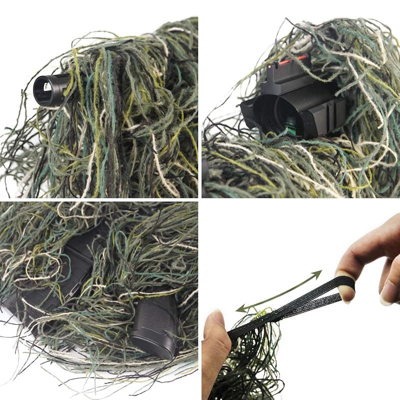 Woodland Ghillie Rifle Cover Wrap with Elastic Strap 4ft (120cm) - GUGULUZA