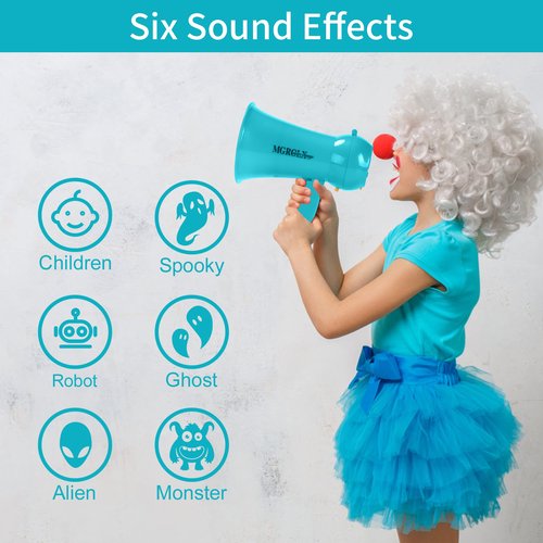 MGROLX Mini Megaphone Bullhorn with Voice Changer Function | Built-in Siren & Record | Portable Speaker for Kids, Adults, Cheerleading and Party（Teal）