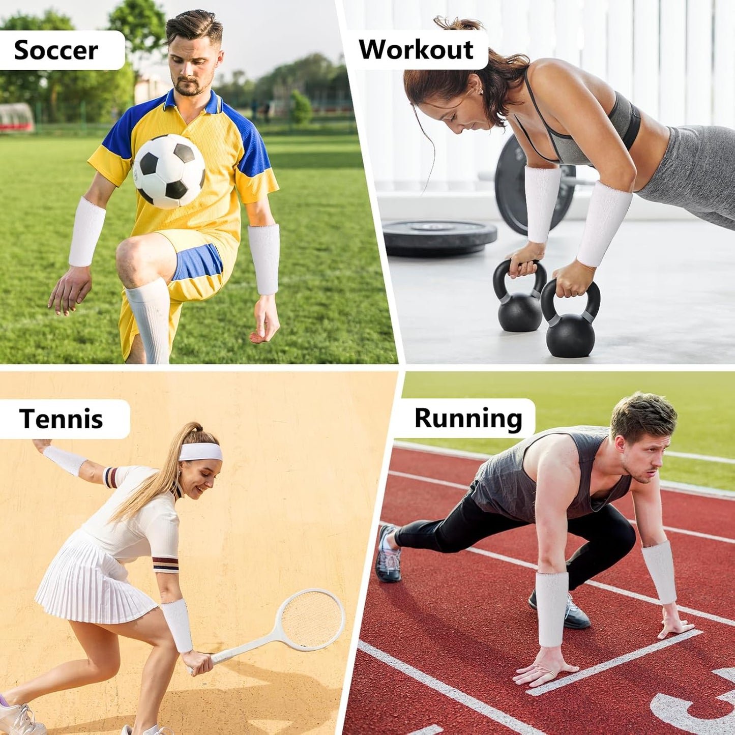 2 Pcs 9 Inch Long Wristbands Sweatbands Black Large Sweat Bands Wristbands Wrist Sweatbands Bulk Arm Sweat Bands for Men Women Weight Loss Football Workout