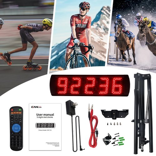 GAN XIN Race Clock with Tripod for Running Events, Large LED Stopwatch with Remote,Countdown/Count up Gym Timer for Home,Wall Digital Time Clocks