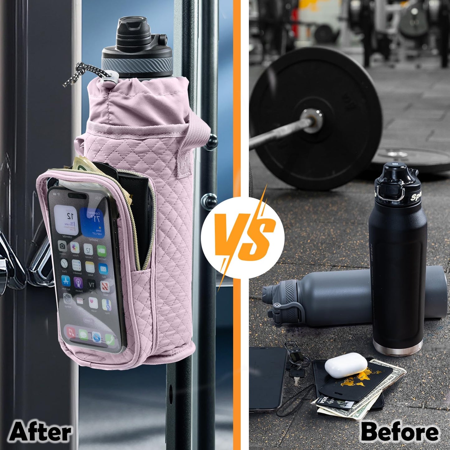 SPORJET Magnetic Gym Bag Bottle Holder - Phone Holder - Bottle Sling Bag Essentials, Gym Gifts for Men and Women