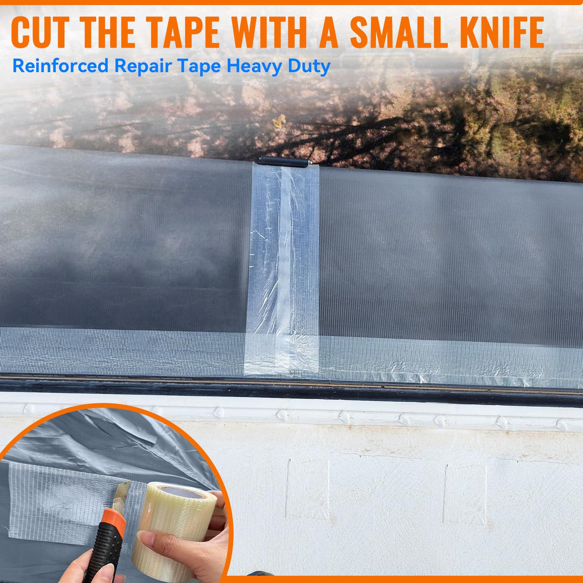 Tikfoam RV Awning Repair Tape for Tarp, Boat Covers,Tent, Sail, Tear Repair Patch Kit, Waterproof, 3.15 Inch Wide 39FT Long, Reinforced